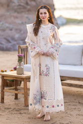 QALAMKAR - 3PC LAWN EMBROIDERED SHIRT WITH ORGANZA CUTWORK EMBROIDERED DUPATTA AND TROUSER - HZG2788