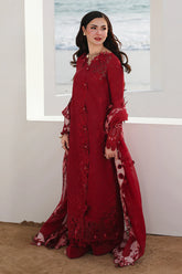 QALAMKAR - 3PC LAWN EMBROIDERED SHIRT WITH COTTON NET EMBROIDERED DUPATTA AND TROUSER - HZG2677