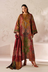 BAROQUE - 3PC KARANDI PRINTED SHIRT WITH KARANDI PRINTED SHAWL AND TROUSER - HZG3155