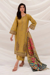 BATIK - 3PC LAWN EMBROIDERED SHIRT WITH MANAAR PRINTED DUPATTA & TROUSER - HZG1244