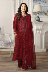 MOHAGNI - 3PC LAWN PRINTED SHIRT WITH ORGANZA EMBROIDERED DUPATTA AND TROUSER - HZG2913