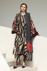BAROQUE - 3PC KARANDI PRINTED SHIRT WITH KARANDI PRINTED SHAWL AND TROUSER - HZG3136