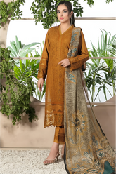 CHARIZMA - 3PC LAWN EMBROIDERED CHIKANKARI SHIRT WITH DIAMOND DIGITAL PRINTED DUPATTA - HZG1037