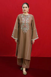 URGE - 2PC DHANAK EMBROIDERED SHIRT WITH DHANAK EMBROIDERED TROUSER - HZG1970
