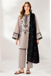 JAZMIN - 3PC DHANAK EMBROIDERED SHIRT WITH CHIFFON EMBROIDERED DUPATTA AND TROUSER - HZU2490