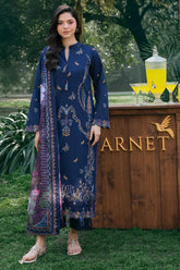 GARNET - 3PC LAWN EMBROIDERED SHIRT WITH CHIFFON PRINTED DUPATTA AND TROUSER - HZG2793
