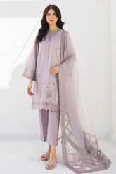 JAZMIN - 3PC LAWN EMBROIDERED SHIRT WITH ORGANZA EMBROIDERED DUPATTA AND TROUSER - HZG2863