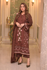ANEELAS - 3PC LAWN EMBROIDERED SHIRT WITH CHIFFON EMBROIDERED DUPATTA AND TROUSER - HZG2838