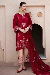 BATIK - 3PC DHANAK EMBROIDERED SHIRT WITH CHIFFON EMBROIDERED DUPATTA AND TROUSER - HZG1794