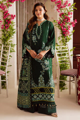 MAHNUR - 3PC DHANAK EMBROIDERED SHIRT WITH TWILL PRINTED SHAWL AND TROUSER - HZU2531