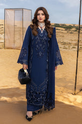 RANG RASIYA - 3PC LAWN LASERWORK EMBROIDERED SHIRT WITH KHADDI NET EMBROIDERED DUPATTA AND TROUSER - HZG2744