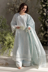 SOBIA NAZIR - 3PC LAWN EMBROIDERED SHIRT WITH CHIFFON PRINTED DUPATTA AND TROUSER - HZG2721