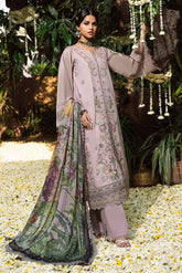 SAPPHIRE - 3PC DHANAK EMBROIDERED SHIRT WITH TWILL PRINTED SHAWL AND TROUSER - HZG2413