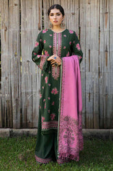 ZARA SHAH JAHAN - 3PC KHADDAR EMBROIDERD SHIRT WITH PASHMINA PRINTED SHAWL AND TROUSER - HZG1347