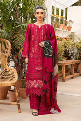 ELAF - 3PC LAWN CHIKANKAARI EMBROIDERED SHIRT WITH CHIFFON PRINTED DUPATTA AND TROUSER - HZG2768