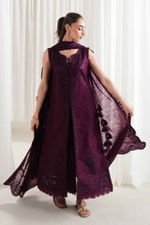 ZAIB - 3PC LAWN EMBROIDERED SHIRT WITH KHADDI NET EMBROIDERED DUPATTA AND TROUSER - HZG3053
