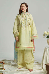 ZARA SHAH JAHAN - 3PC LAWN EMBROIDERED SHIRT WITH ORGANZA PRINTED DUPATTA AND TROUSER - HZG1554