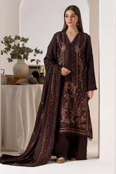 SOBIA NAZIR - 3PC DHANAK EMBROIDERED SHIRT WITH DHANAK EMBROIDERED SHAWL AND TROUSER - HZG2043