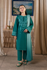 JAZMIN - 3PC LAWN EMBROIDERED SHIRT WITH CHIFFON DYED DUPATTA AND TROUSER - HZG2739