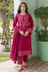 JAZMIN - 3PC LAWN EMBROIDERED SHIRT WITH CHIFFON DYED DUPATTA AND TROUSER - HZG2738