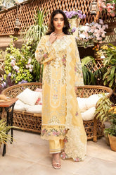 ELAF - 3PC LAWN CHIKANKAARI EMBROIDERED SHIRT WITH KHADDI NET EMBROIDERED DUPATTA AND TROUSER - HZG2747