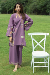 URGE - 2PC DHANAK EMBROIDERED SHIRT AND EMBROIDERED TROUSER - HZU2528