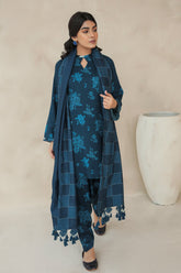 BAROQUE - 3PC KARANDI PRINTED SHIRT WITH KARANDI PRINTED DUAPTTA AND TROUSER - HZG1019