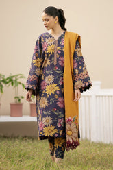 BAROQUE - 3PC KHADDAR PRINTED SHIRT WITH KHADDAR PRINTED DUPATTA AND TROUSER - HZU2504