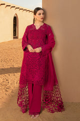RANG RASIYA - 3PC LAWN CHIKANKAARI EMBROIDERED SHIRT WITH KHADI NET EMBROIDERED DUPATTA AND TROUSER - HZG2719