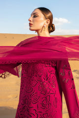 RANG RASIYA - 3PC LAWN CHIKANKAARI EMBROIDERED SHIRT WITH KHADI NET EMBROIDERED DUPATTA AND TROUSER - HZG2719