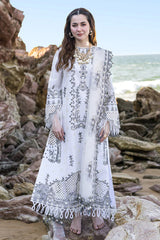 QALAMKAR - 3PC LAWN SEQUIN CHIKANKAARI EMBROIDERED SHIRT WITH COTTON NET SEQUIN EMBROIDERED DUPATTA AND TROUSER - HZG2215