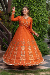 ANEELAS - 3PC LAWN EMBROIDERED FROCK WITH CHIFFON PRINTED DUPATTA AND TROUSER - HZG2905