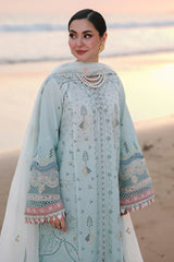 QALAMKAR - 3PC LAWN EMBROIDERED SHIRT WITH KHADI NET EMBROIDERED DUPATTA AND TROUSER - HZG2676