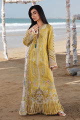 QALAMKAR - 3PC LAWN EMBROIDERED SHIRT WITH CHIFFON PRINTED DUPATTA AND TROUSER - HZG2717