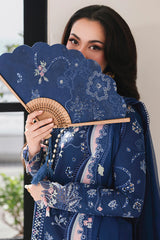 QALAMKAR - 3PC LAWN EMBROIDERED SHIRT WITH CHIFFON EMBROIDERED DUPATTA AND TROUSER - HZG2627