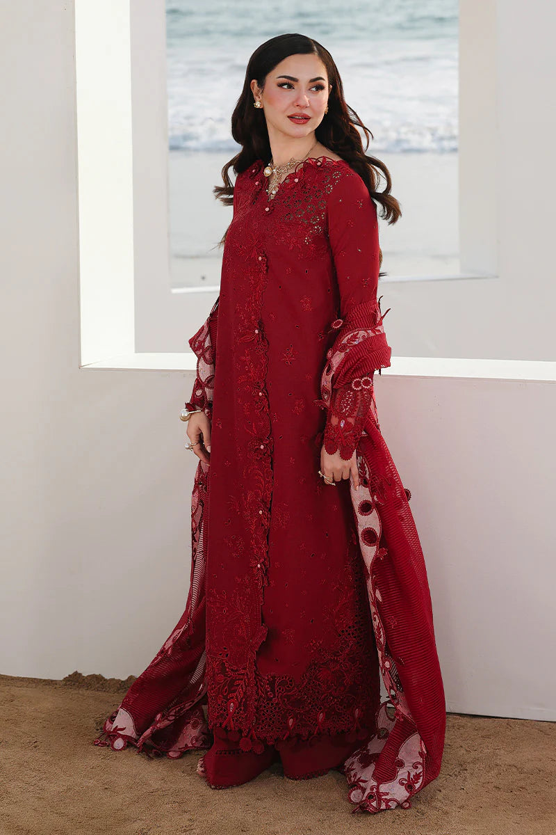 QALAMKAR - 3PC LAWN EMBROIDERED SHIRT WITH COTTON NET EMBROIDERED DUPATTA AND TROUSER - HZG2677