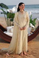 QALAMKAR - 3PC LAWN CHIKANKAARI EMBROIDERED SHIRT WITH COTTON NET EMBROIDERED DUPATTA AND TROUSER - HZG3098