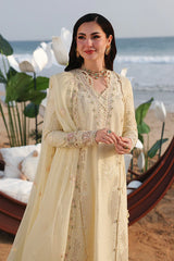 QALAMKAR - 3PC LAWN CHIKANKAARI EMBROIDERED SHIRT WITH COTTON NET EMBROIDERED DUPATTA AND TROUSER - HZG3098