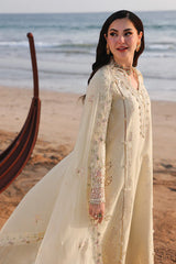 QALAMKAR - 3PC LAWN CHIKANKAARI EMBROIDERED SHIRT WITH COTTON NET EMBROIDERED DUPATTA AND TROUSER - HZG3098
