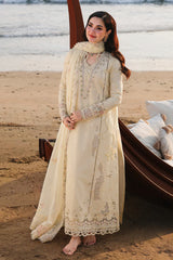 QALAMKAR - 3PC LAWN CHIKANKAARI EMBROIDERED SHIRT WITH COTTON NET EMBROIDERED DUPATTA AND TROUSER - HZG3098