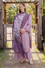 GARNET - 3PC LAWN EMBROIDERED SHIRT WITH CHIFFON PRINTED DUPATTA AND TROUSER - HZG2899