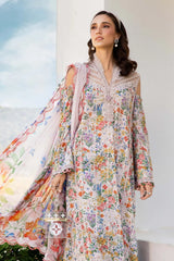 MARIA B - 3PC LAWN PRINTED EMBROIDERED SHIRT WITH CHIFFON PRINTED DUPATTA AND LAWN TROUSER - HZG2151