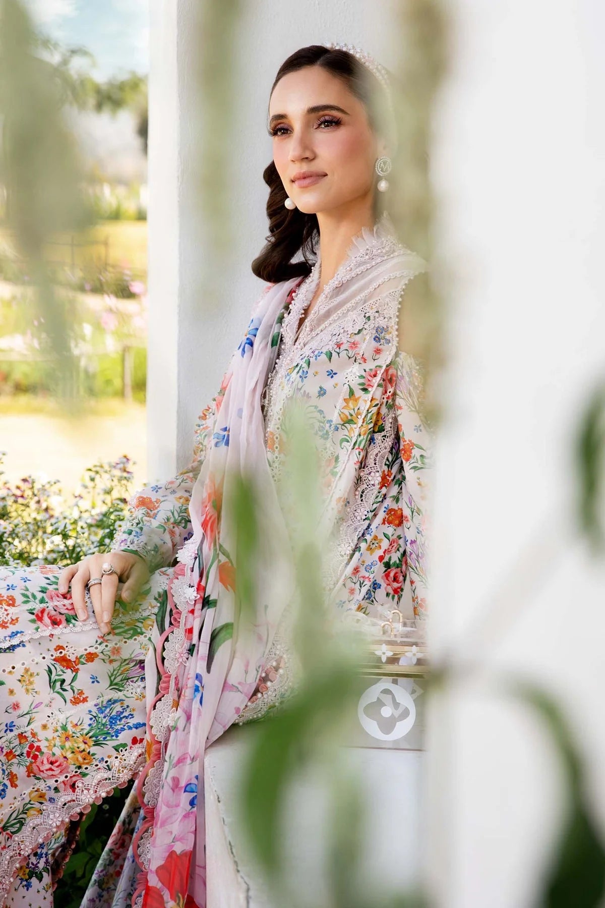 MARIA B - 3PC LAWN PRINTED EMBROIDERED SHIRT WITH CHIFFON PRINTED DUPATTA AND LAWN TROUSER - HZG2151