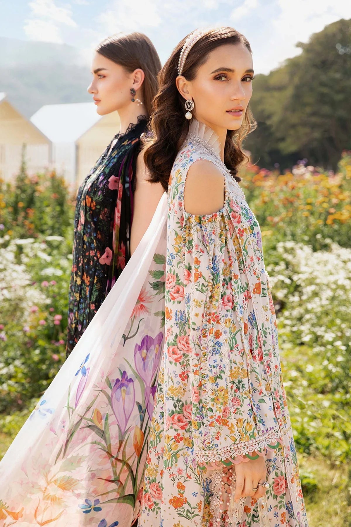 MARIA B - 3PC LAWN PRINTED EMBROIDERED SHIRT WITH CHIFFON PRINTED DUPATTA AND LAWN TROUSER - HZG2151