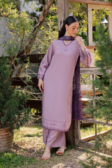 GARNET - 3PC LAWN EMBROIDERED SHIRT WITH CHIFFON PRINTED DUPATTA AND TROUSER - HZG2899