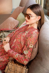 MARIA B - 3PC LAWN PRINTED EMBROIDERED SHIRT WITH CHIFFON PRINTED DUPATTA AND LAWN TROUSER - HZG2153