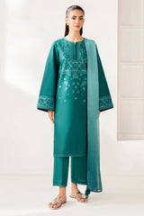JAZMIN - 3PC LAWN EMBROIDERED SHIRT WITH CHIFFON DYED DUPATTA AND TROUSER - HZG2739