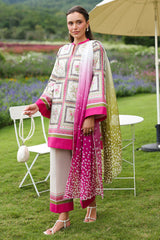 JAZMIN - 3PC KHADDAR PRINTED SHIRT WITH KHADDAR PRINTED DUPATTA AND TROUSER - HZU2511