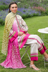 JAZMIN - 3PC KHADDAR PRINTED SHIRT WITH KHADDAR PRINTED DUPATTA AND TROUSER - HZU2511