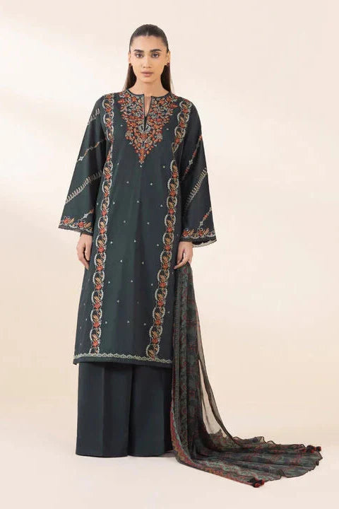 SAPPHIRE - 3PC LAWN EMBROIDERED SHIRT WITH MANAAR PRINTED DUPATTA AND TROUSER - HZG2182